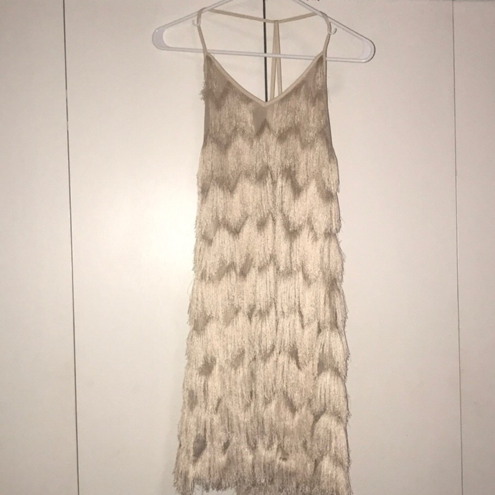 Cream fringe dress